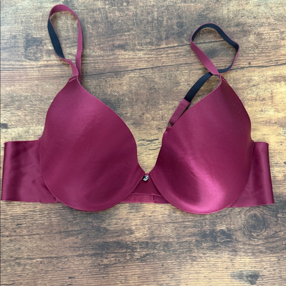 Maidenform Burgundy Satin T-Shirt Bra